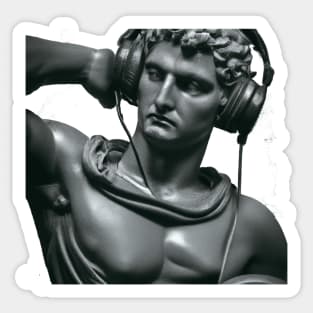 Statue with headphones listening to music Sticker